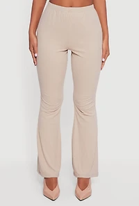 Womens Ribbed Knit Flare Leg Casual Pants,