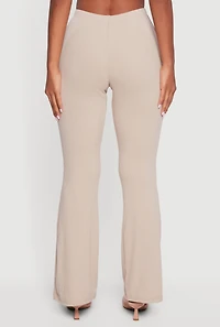 Womens Ribbed Knit Flare Leg Casual Pants,