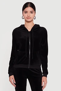 Classic Zip Front Velour Hoodie