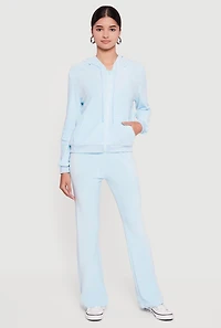 Classic Zip Front Velour Hoodie