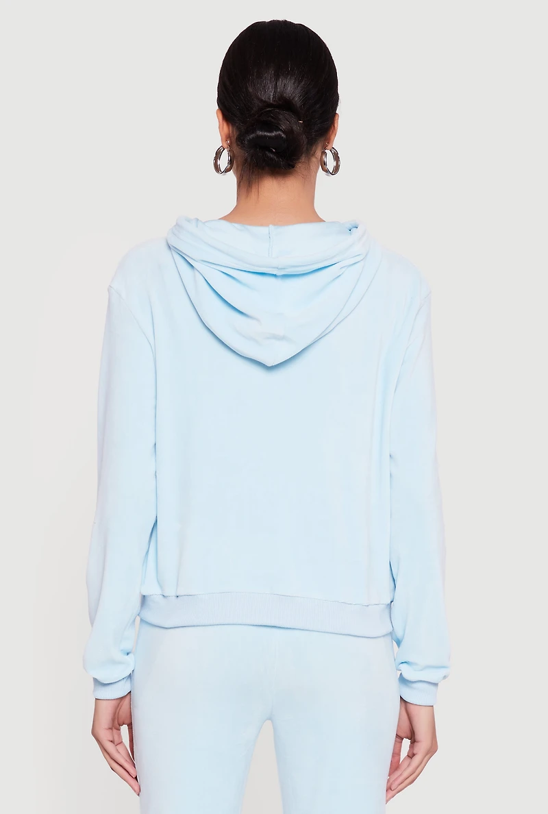 Classic Zip Front Velour Hoodie