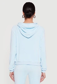 Classic Zip Front Velour Hoodie