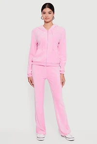 Womens Trendy Pull On Velour Pants, Pink, Size M