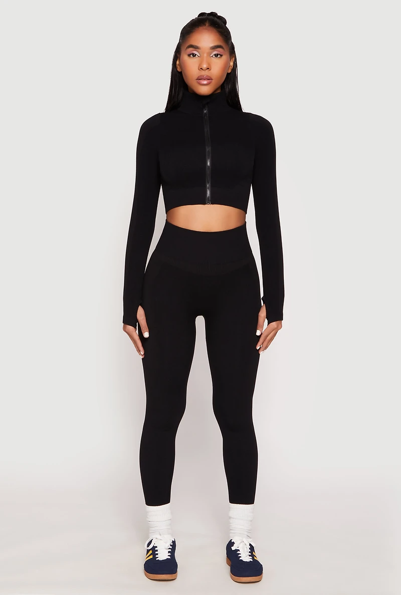 Compression Rib Mock Neck Track Jacket