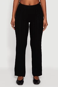 Womens Cable Knit Straight Leg Lounge Pants, L