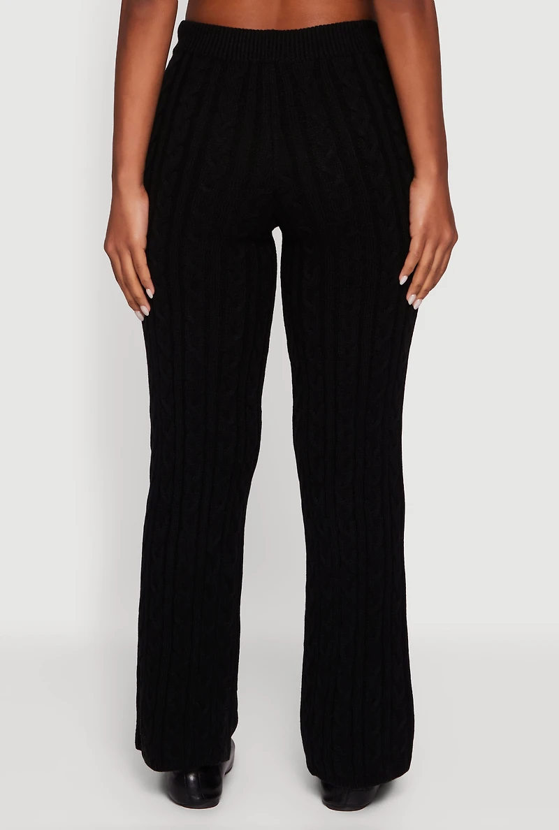 Womens Cable Knit Straight Leg Lounge Pants, L