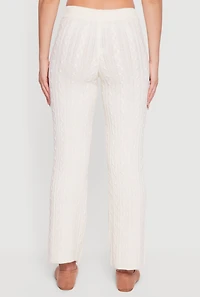 Womens Cable Knit Straight Leg Lounge Pants, White, Size M
