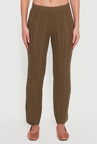 Womens Cable Knit Straight Leg Lounge Pants,