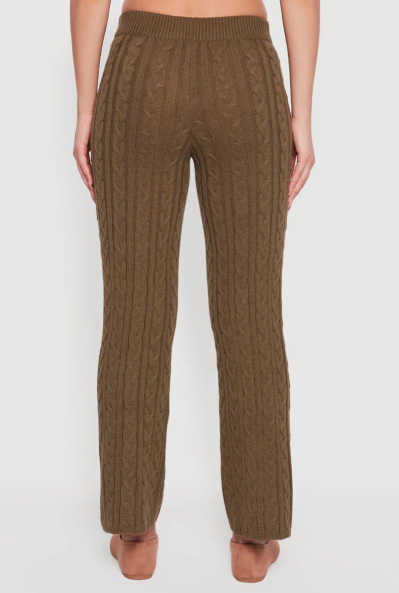 Womens Cable Knit Straight Leg Lounge Pants,