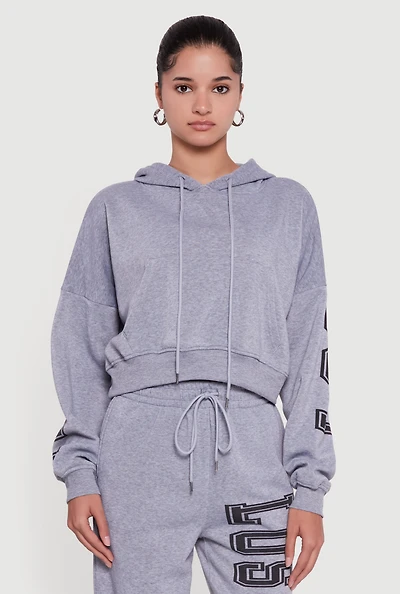 Cropped Los Angeles Graphic Hooded Sweatshirt