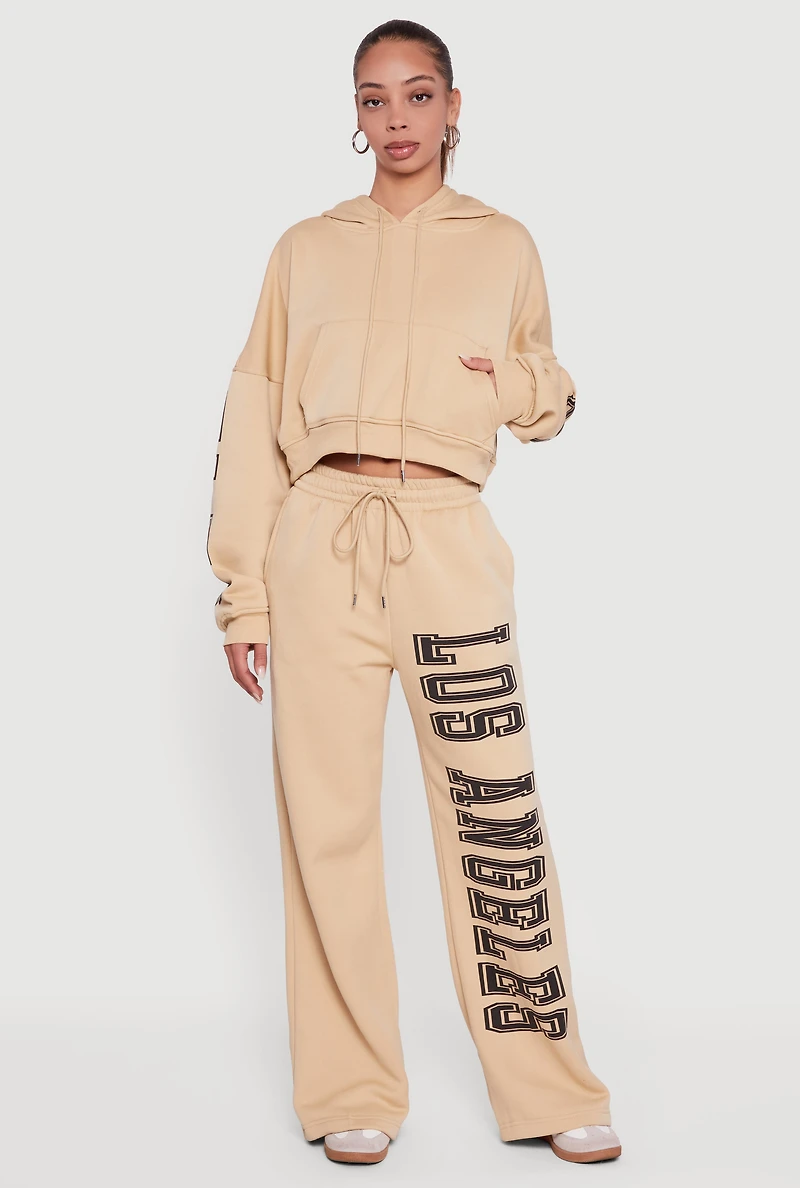 Cropped Los Angeles Graphic Hooded Sweatshirt