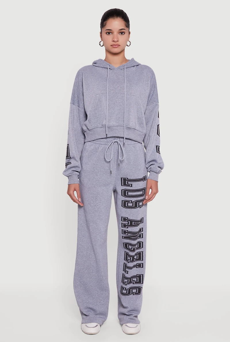 Cropped Los Angeles Graphic Hooded Sweatshirt