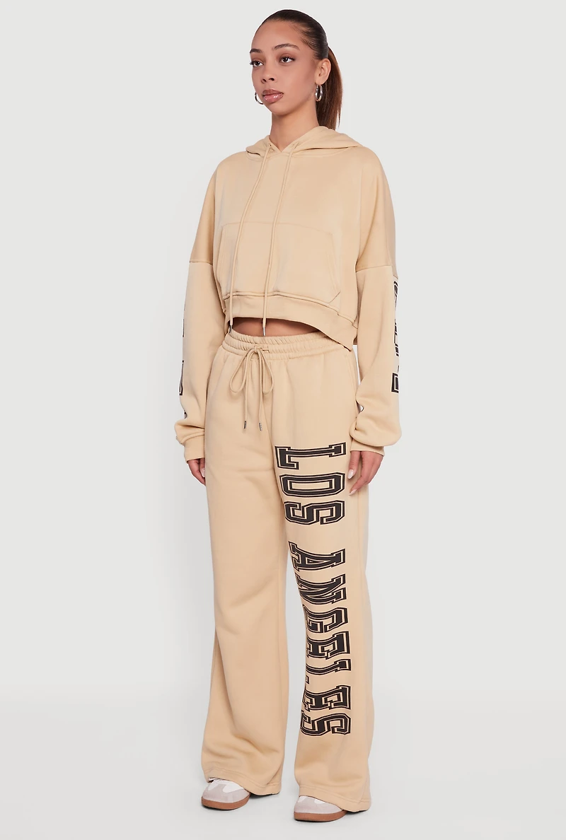 Cropped Los Angeles Graphic Hooded Sweatshirt