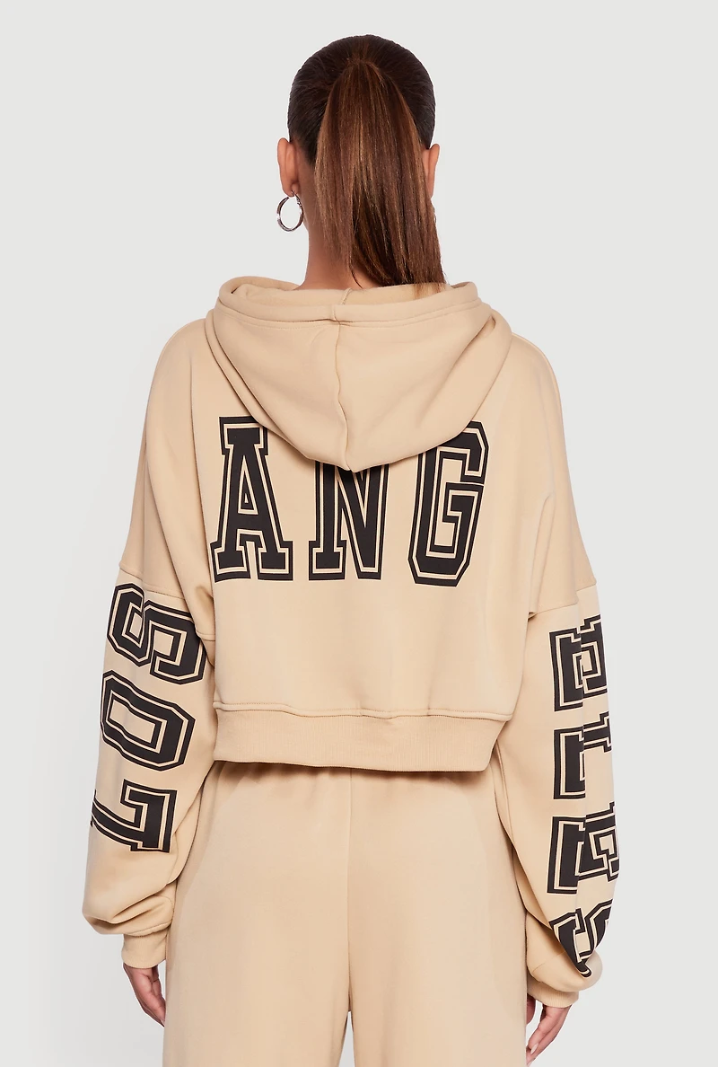 Cropped Los Angeles Graphic Hooded Sweatshirt