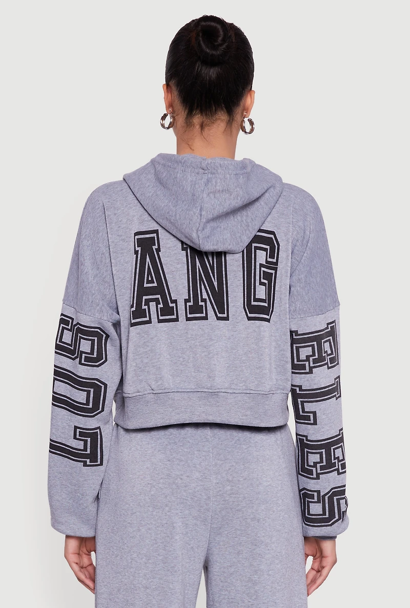 Cropped Los Angeles Graphic Hooded Sweatshirt