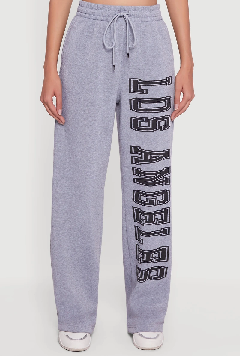 Womens Los Angeles Graphic Wide Leg Sweatpants, L