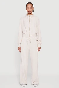 Velour High Waist Wide Leg Sweatpants