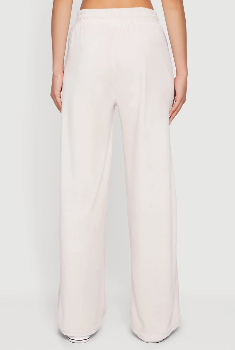 Velour High Waist Wide Leg Sweatpants