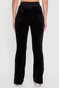 Womens Velour Pull On Flare Sweatpants, Black,