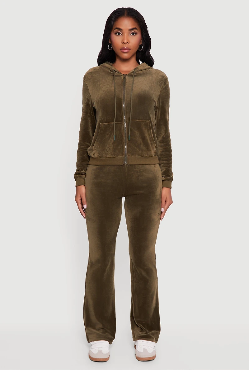 Womens Velour Pull On Flare Sweatpants,