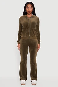 Womens Velour Pull On Flare Sweatpants,