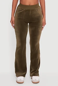 Womens Velour Pull On Flare Sweatpants,