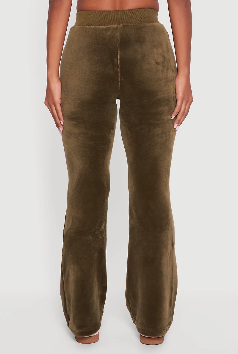 Womens Velour Pull On Flare Sweatpants,