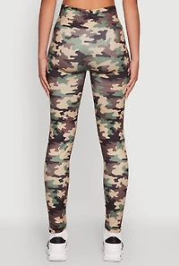 Womens High Waisted Camouflage Leggings, Green, Size S-M