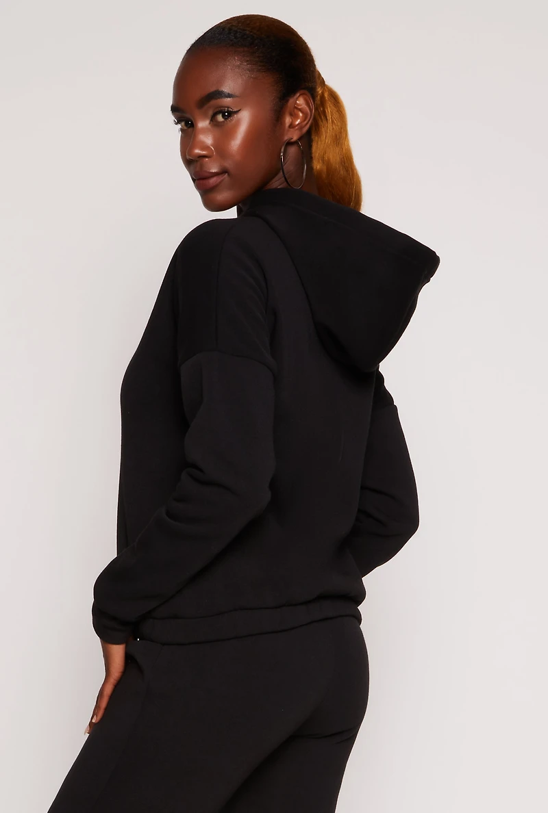 Drawstring Hem Pullover Hoodie