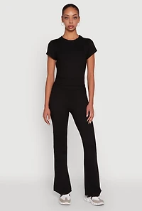 Womens Solid Short Sleeve Active Top, Black, Size XL
