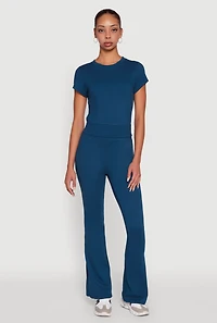 Womens Solid Short Sleeve Active Top,