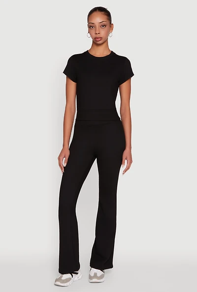 Womens Solid Flare Yoga Pants,