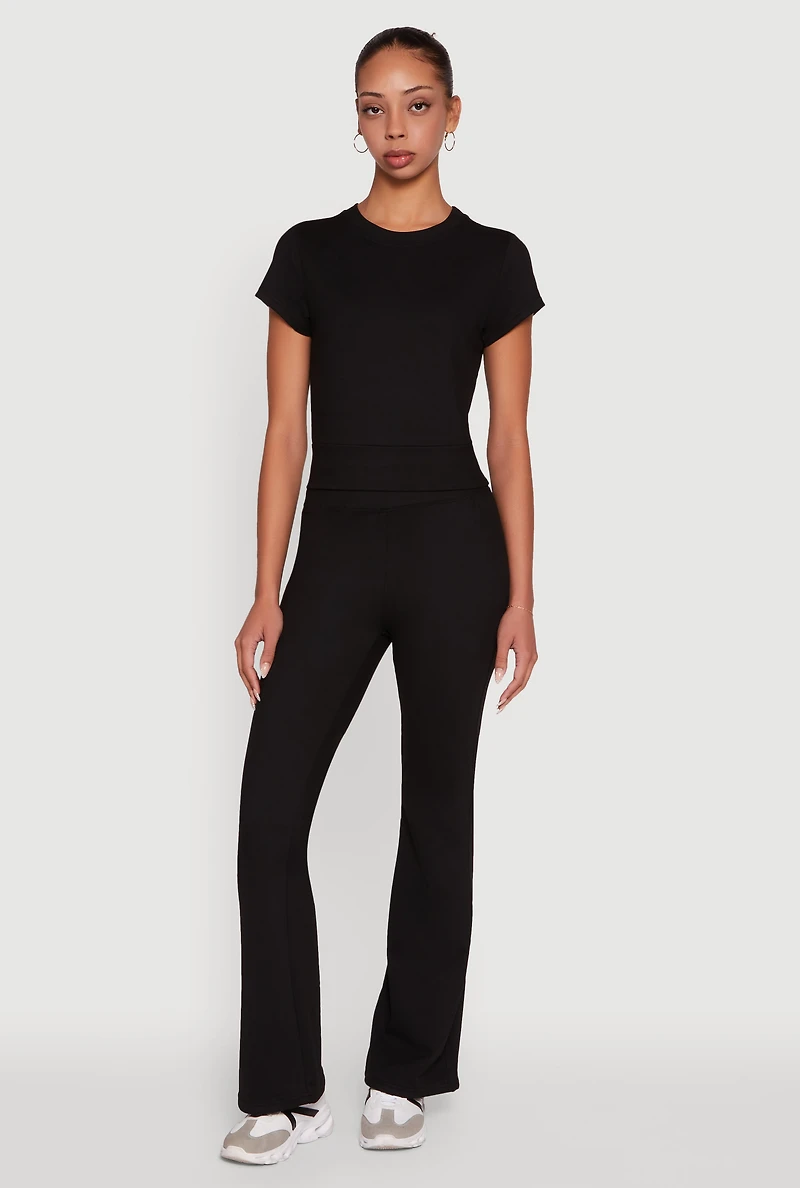 Womens Solid Flare Yoga Pants,