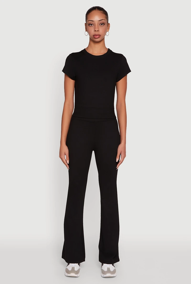 Womens Solid Flare Yoga Pants,
