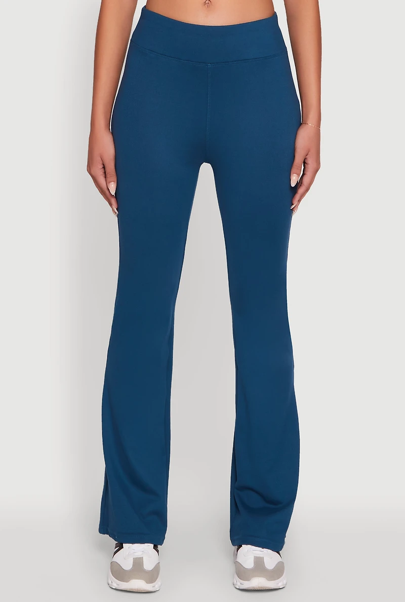 Womens Solid Flare Yoga Pants, Blue, Size S