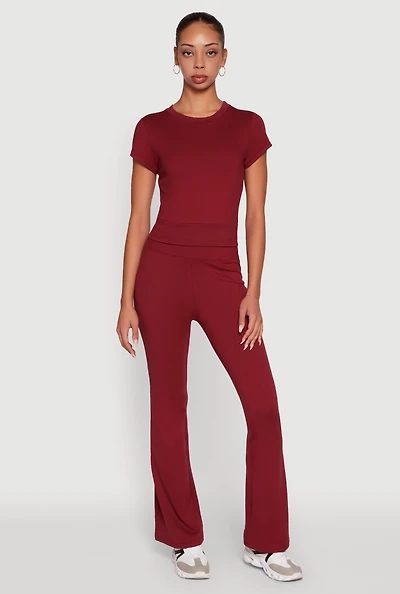 Womens Solid Flare Yoga Pants,