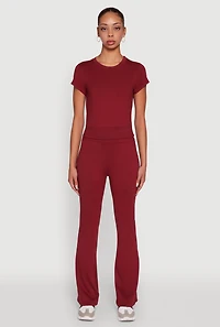 Womens Solid Flare Yoga Pants,