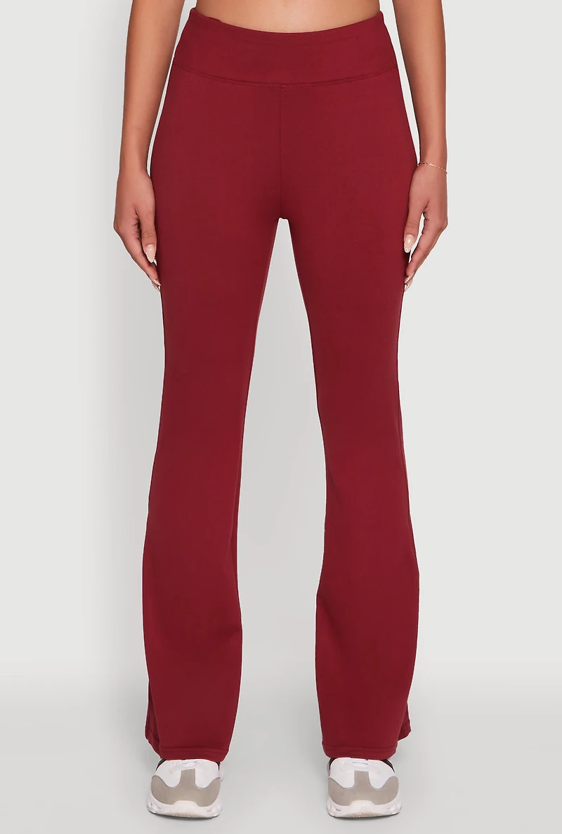 Womens Solid Flare Yoga Pants, Burgundy, Size M