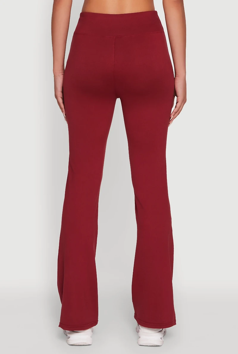 Womens Solid Flare Yoga Pants, Burgundy, Size M