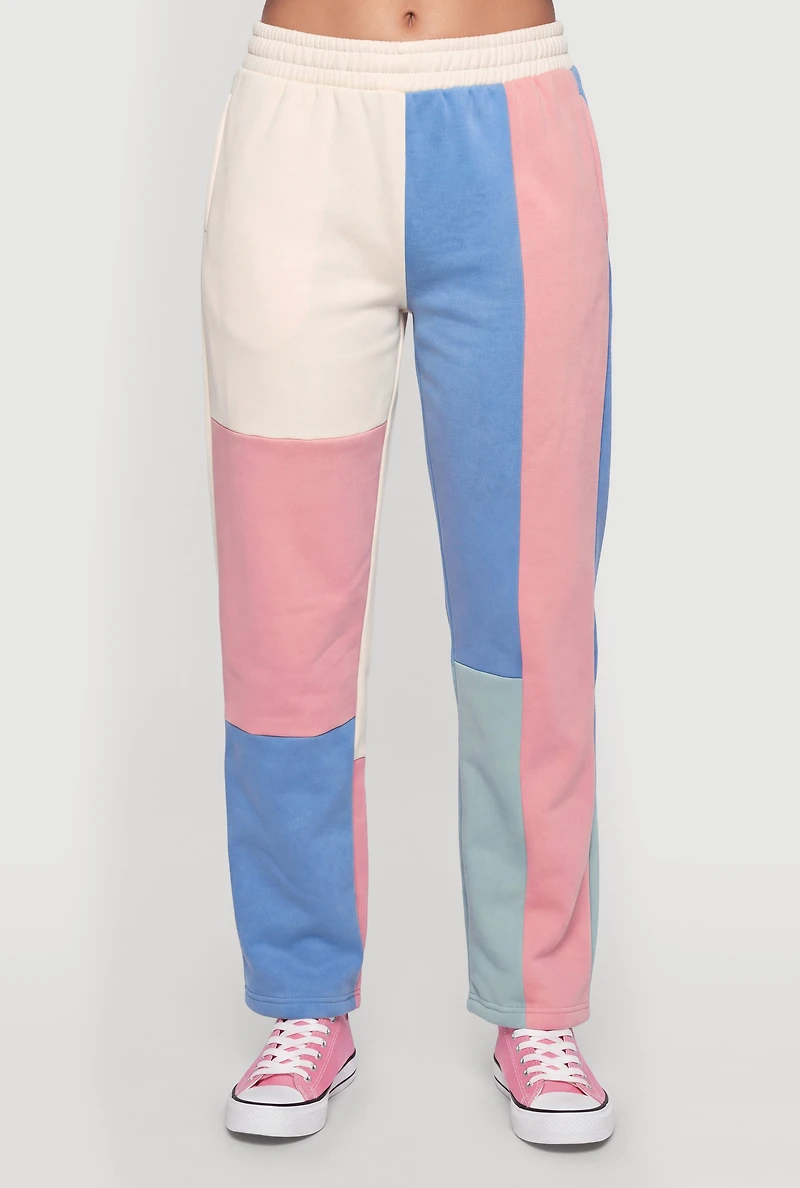 Color Blocked Pull On Sweatpants