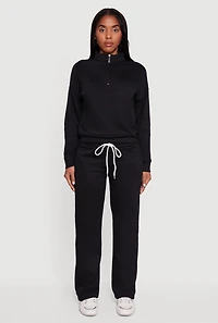 Womens Trendy Fleece Lined Straight Leg Sweatpants, Black, Size M