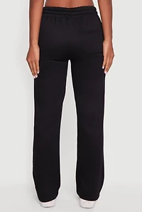 Womens Trendy Fleece Lined Straight Leg Sweatpants, Black, Size M