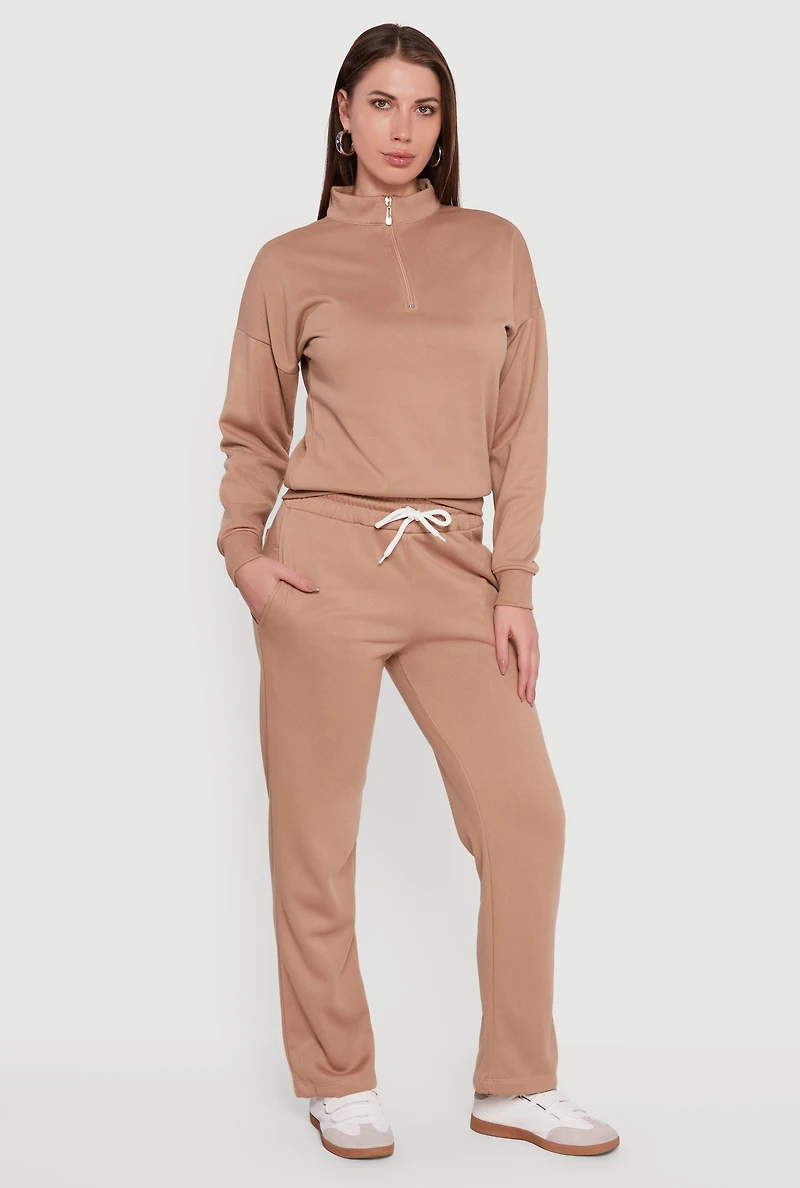 Trendy Fleece Lined Straight Leg Sweatpants
