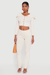 Fold Over High Waist Boot Cut Pants