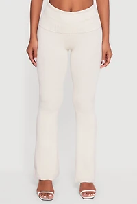 Fold Over High Waist Boot Cut Pants