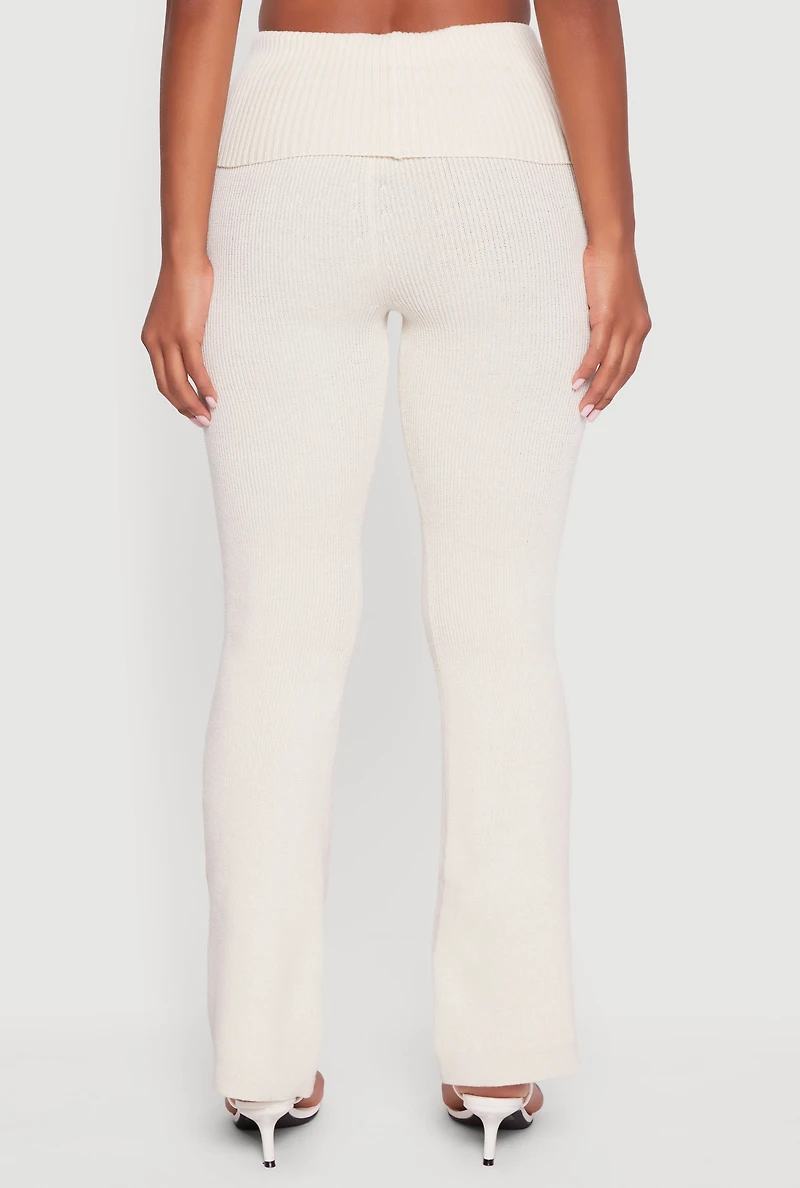 Fold Over High Waist Boot Cut Pants