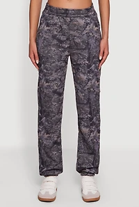 Womens High Waisted Hunter Camo Fleece Sweatpants, Grey, Size M