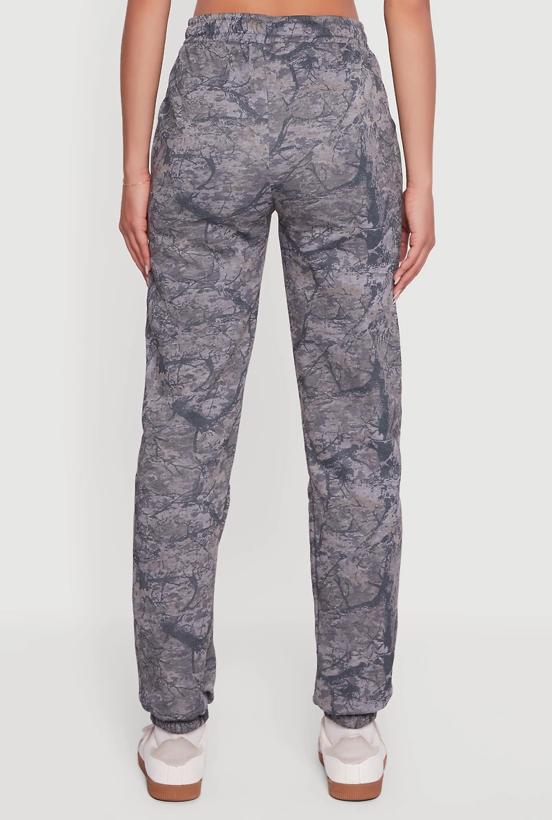 High Waisted Hunter Camo Fleece Sweatpants