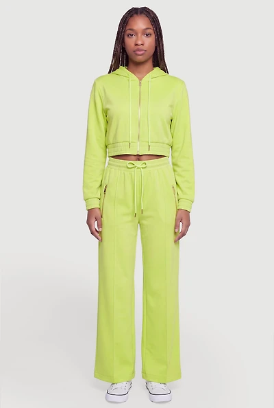 High Drawstring Waist Wide Leg Pants
