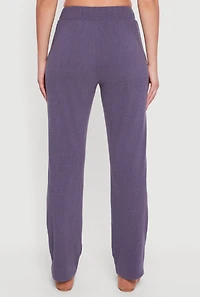 Womens Brushed Rib Knit Drawstring Waist Straight Leg Sweatpants,